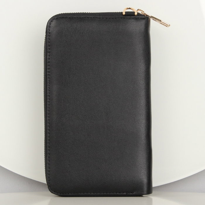 Zoozie Bags Bolsa de Teléfono de Cuero Negra con Billetera y Correa de Cadena Zoozie Bags Bolsa de Teléfono de Cuero Negra con Billetera y Correa de Cadena